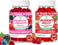 Lunakai USA Made Probiotic + Prebiotic &amp Women’s Multivitamin Gummies Bundle – Digestive Support &amp Daily Nutrient – 60 Non-GMO Gummies Each