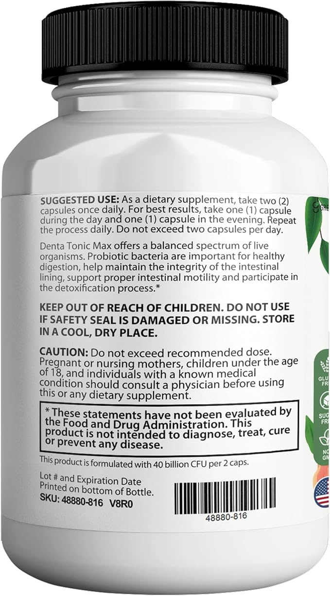 Denta Tonic Max Probiotic Supplement 40 Billion CFU 60 Capsules Supports Oral &amp Digestive Health (5)