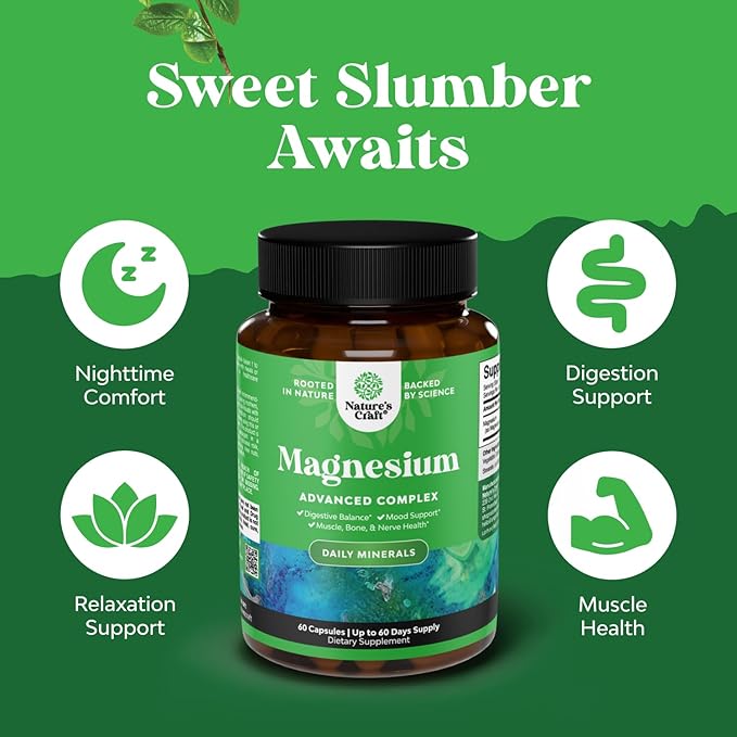 Bundle of High Absorption Magnesium Sleep Supplement - Rest Support Magtein L-Threonate &amp Apigenin Theanine Melatonin Free and High Absorption Magnesium Complex with Citrate 500mg for Sleep &amp