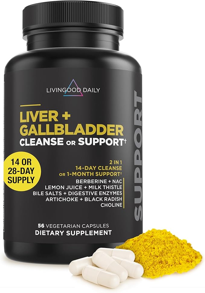 Livingood Daily Liver &amp Gallbladder Cleanse or Support Supplement with Milk Thistle Ox Bile Bile Salts Digestive Enzymes and Artichoke Leaf Extract Digestive Health &amp Liver Support 56 Cap