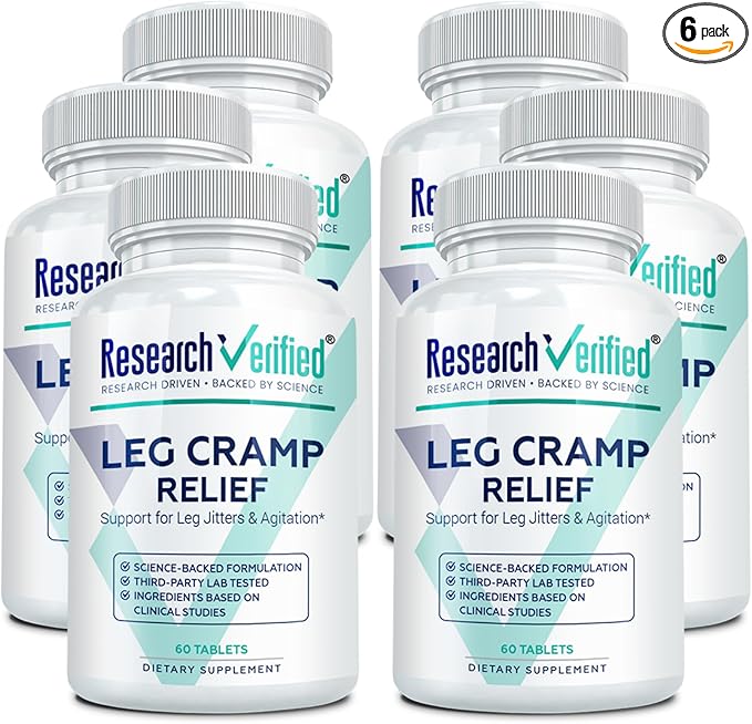 Research Verified Leg Cramps - Magnesium B Vitamins Ginger Chamomile BioPerine - Circulation Support - Vegan - 6 Month Supply