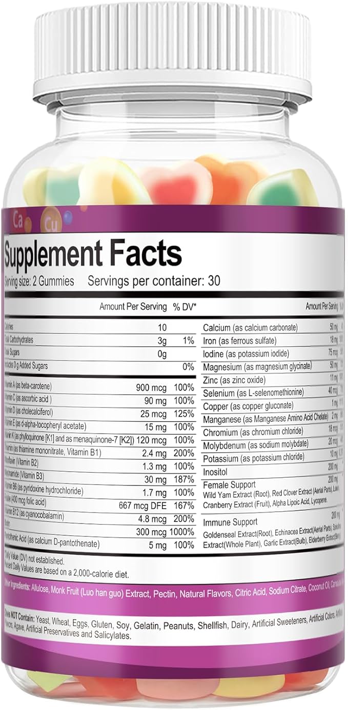 Sugar Free Calcium Magnesium Zinc &amp Womens Multivitamin Gummies Bundle