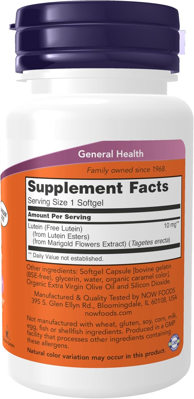 NOW Foods Lutein 10 mg Softgels 2-PACK