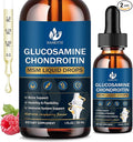 (2 Pack) Glucosamine Chondroitin MSM Liquid Drops High Absorption Antioxidant Immune Bone Support MSM Supplement for Men &amp Women Vegan Sugar-Free Raspberry Flavor 1 Fl Oz