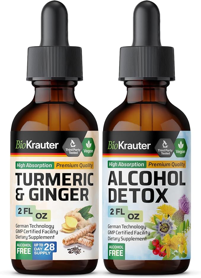 Turmeric Ginger Tincture 2 Fl. Oz. &amp Alcohol Detox Tincture 2 Fl. Oz.
