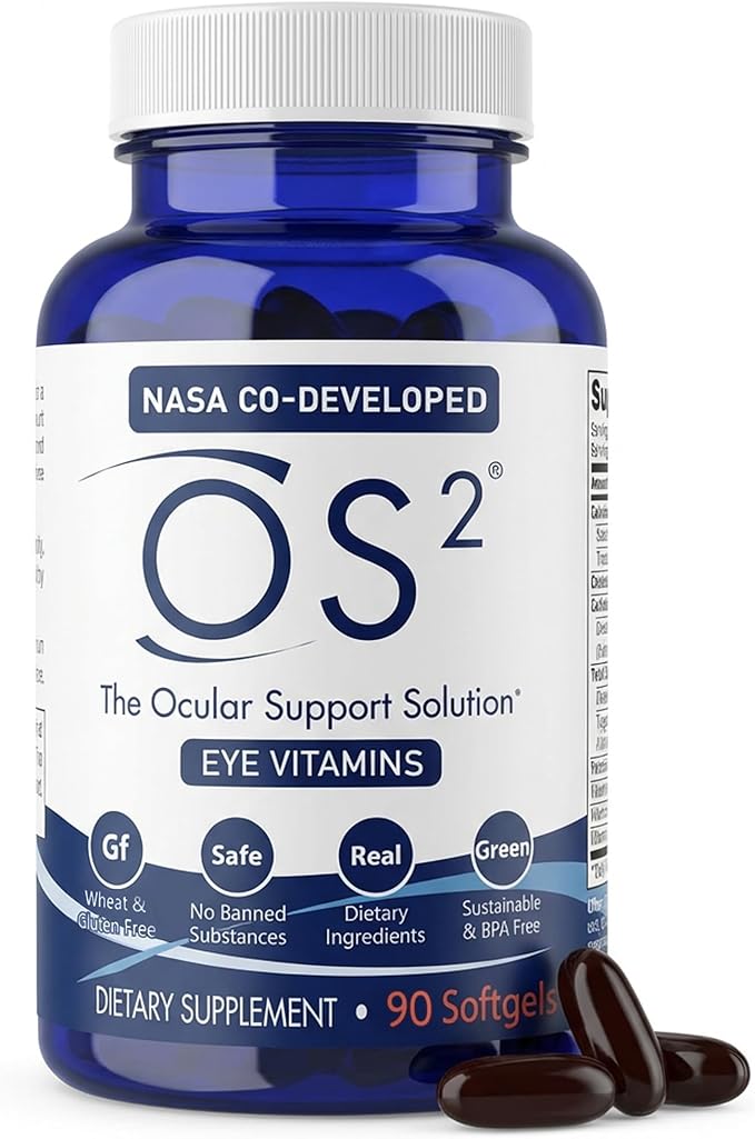 OS2 Ocular Support Solution - Patented Eye Vitamins for Macular Health Dry Eye and Blue Light - Lutein Zeaxanthin Omega 3 Astaxanthin and AREDS2 Supplements Co-Developed by NASA 90 ct
