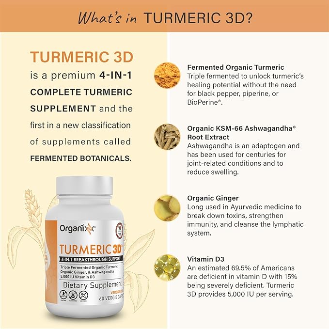Organixx Joint &amp Muscle Care &amp Turmeric 3D Bundle Organic Turmeric Frankincense &amp Myrrh Plus Fermented Turmeric Ginger &amp Ashwagandha Supports Joint &amp Immune Health Gluten Free