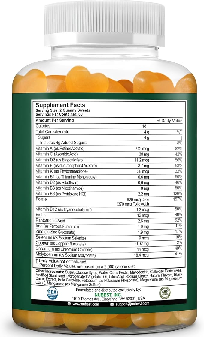 NuBest Immune Gummies | Kids Immune Booster with Iron Zinc Vitamins C D2 A and B-Complex | for Ages 4+ | Raspberry Flavor | 60 Gummies