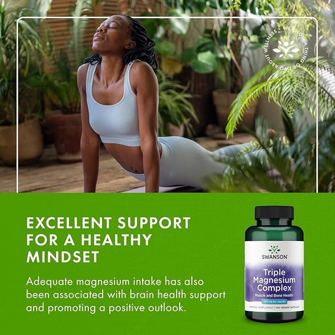 Swanson Triple Magnesium Complex - Mineral Supplement - Natural Support - Featuring Citrate Oxide &amp Aspartate - (100 Capsules 400mg Each 2 Pack)