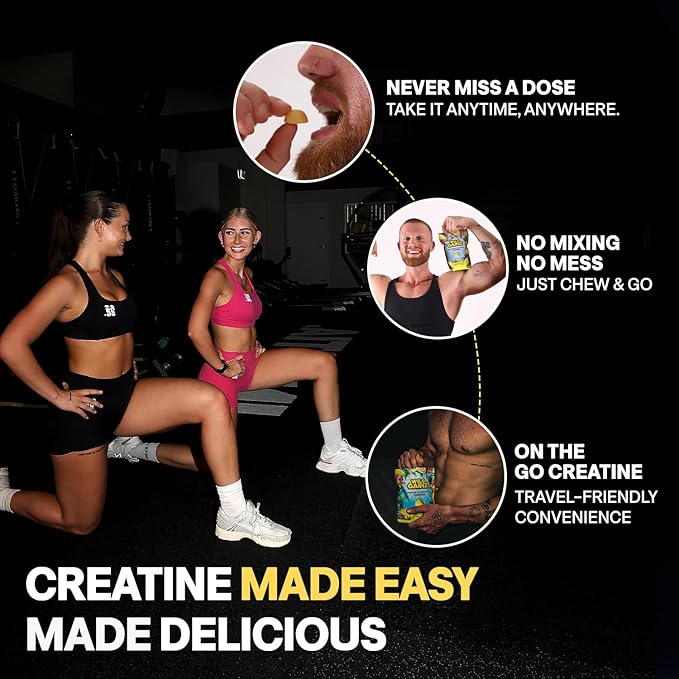Creatine Monohydrate Gummies 5g - Made in USA - Pre Workout Creatine Chews for Women &amp Men Vegan Creatine Gummy Candy Chewable Nutritional Supplements NSF Certified (Lemon 150 Count)