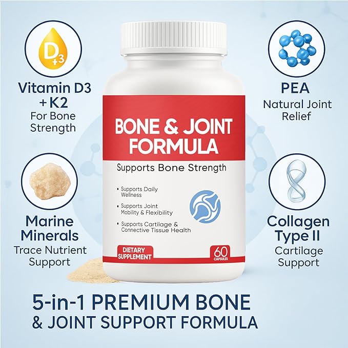 Shield Bone and Joint Formula - Enhanced Bone Support &amp Bone Health Supplement with Vitamin D3 &amp K2 60 Capsules (1)