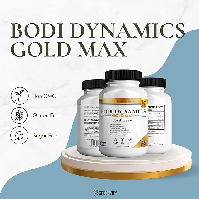 Bodi Dynamics Gold Max Joint Genie Extra Strength Joint Support Supplement 1500mg Glucosamine 60 Capsules 20 Day Supply (5)