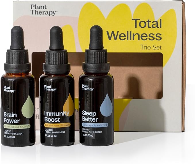 Plant Therapy Total Wellness Trio Set 30 mL Each of Immunity Boost Brain Power &amp Sleep Better