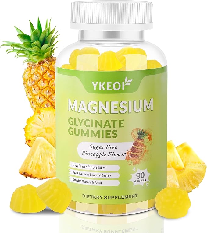 90 CT Magnesium Glycinate Gummies 500 mg with AshwagandhaSugar Free Magnesium Supplement Triple Magnesium Complex with CitrateMalateVitamin C D3 B6for Women and Men Kids Sleep Relaxation