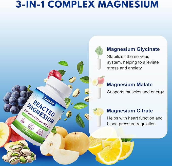 Magnesium &amp Potassium (100 Capsules) - 300mg Chelated Magnesium Glycinate Malate Citrate - Supports Better Sleep Stress Reduction and Muscle Relief