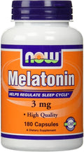 (2 X 180 ct) NOW Food Melatonin 3 mg 360 Capsules(180 Pack of 2)