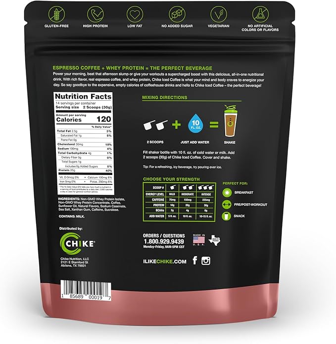 Chike Cinnamon High Protein Iced Coffee 20 G Protein 2 Shots Espresso 1 G Sugar Keto Friendly and Gluten Free 14 Servings (14.8 Ounce)