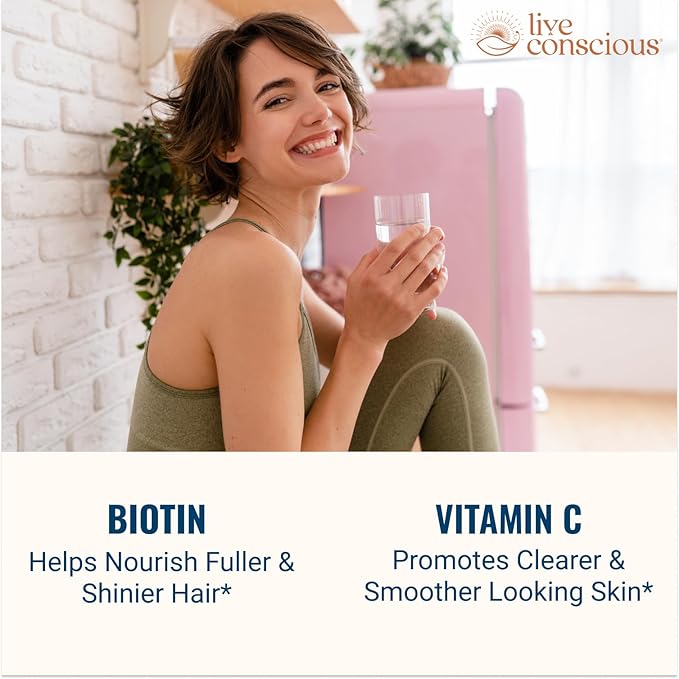 Live Conscious Beyond Collagen Multi Collagen Capsules - Types I II III V &amp X | Hydrolyzed Blend with Biotin &amp Vitamin C for Hair Skin Nails 90 Capsules (4-Pack)
