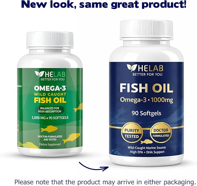 Omega 3 Fish Oil Supplementt (90 Count) Wild Caught Omega3 Fish Oil High EPA DHA Rich in Fatty Acid | Omega-3 Supplements for Women &amp Men | Purified Omega3 Fatty Acid Non-GMO Burpless Softgels