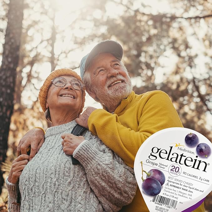 Medtrition Gelatein Grape - High Protein Sugar Free Gelatin with 20 grams of protein | Ideal for clear liquid diets swallowing difficulties bariatric dialysis and oncology (12 Pack)