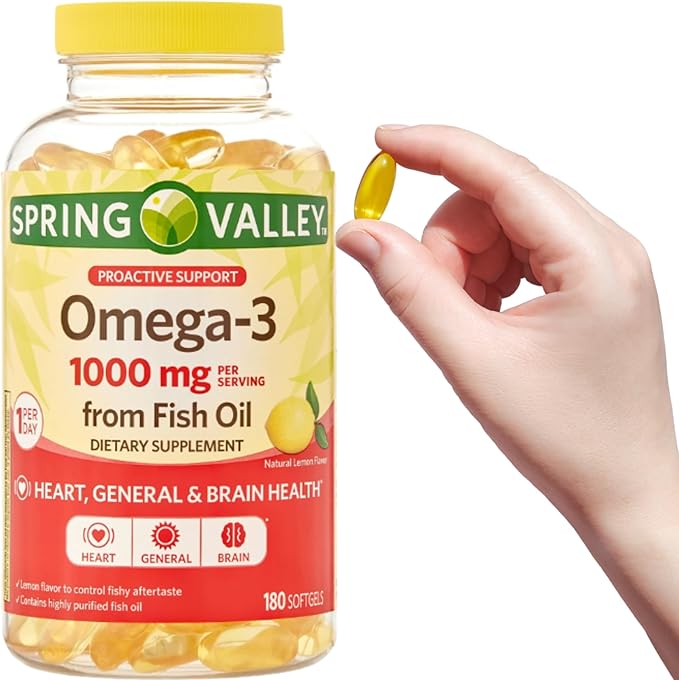 Spring Valley Omega-3 Fish Oil Soft Gels 1000 mg 180 Count + me gustas Sticker