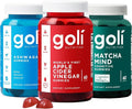3 Bottles of Goli Favorites Bundle: Ashwagandha KSM-66 Apple Cider Vinegar Matcha Mind Supplements with Cognizin Vitamins D2 and B12