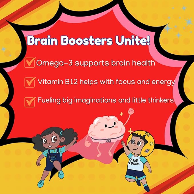 Stars Kids Multivitamin Gummies with Omega 3 Vitamins for Kids with A B C D Plant Based Multi Vitamins for Children Manganese 60 Star-Shaped Multivitamin for Kids Gluten-Free Gummy Vitamins