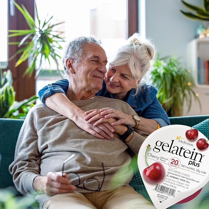 Gelatein Plus Cherry: 20 grams of protein. Ideal for clear liquid diets swallowing difficulties dialysis and oncology. Great pre or post-workout snack. (12 pack)