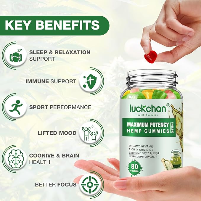 Hemp Gummies for Sleep Pain Relax Calm - High Potency Hemp Oil Infused Gummy Bears -Fruity Flavors - 100% Natural Omega Hemp Edibles (2 Pack)