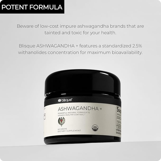 Blisque - Extremely Bitter Organic Ashwagandha Paste | This is a Paste that Needs to be Scooped with a Spoon. These are NOT Capsules. | Very Bitter | 60 Grams | Contains Glycerin