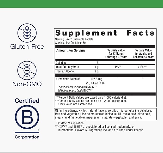 Metagenics UltraFlora Kids Probiotic - 10 Billion CFU - Children's Probiotic Blend - Digestive Health &amp Immune Health* - for Ages 3 &amp Up - 120 Count