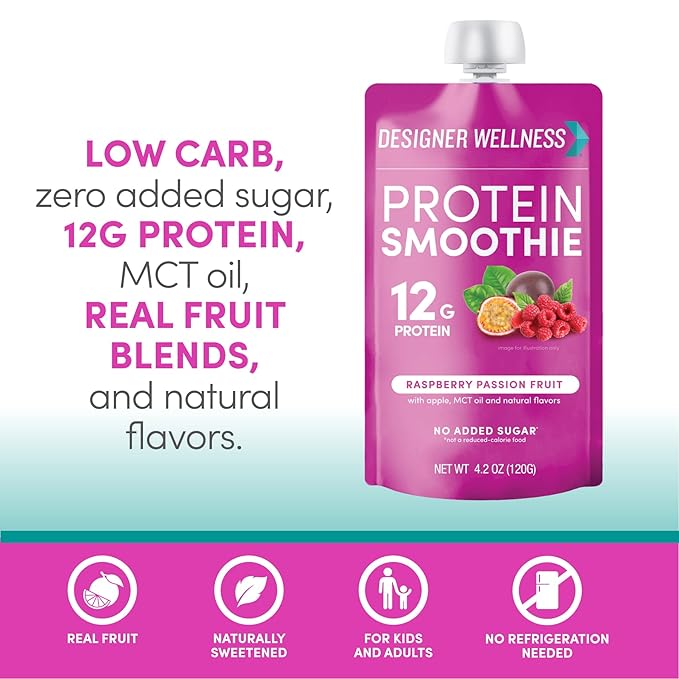 Designer Wellness Protein Smoothies Super Fruits Variety Pack &amp Raspberry Passion Fruit Bundle