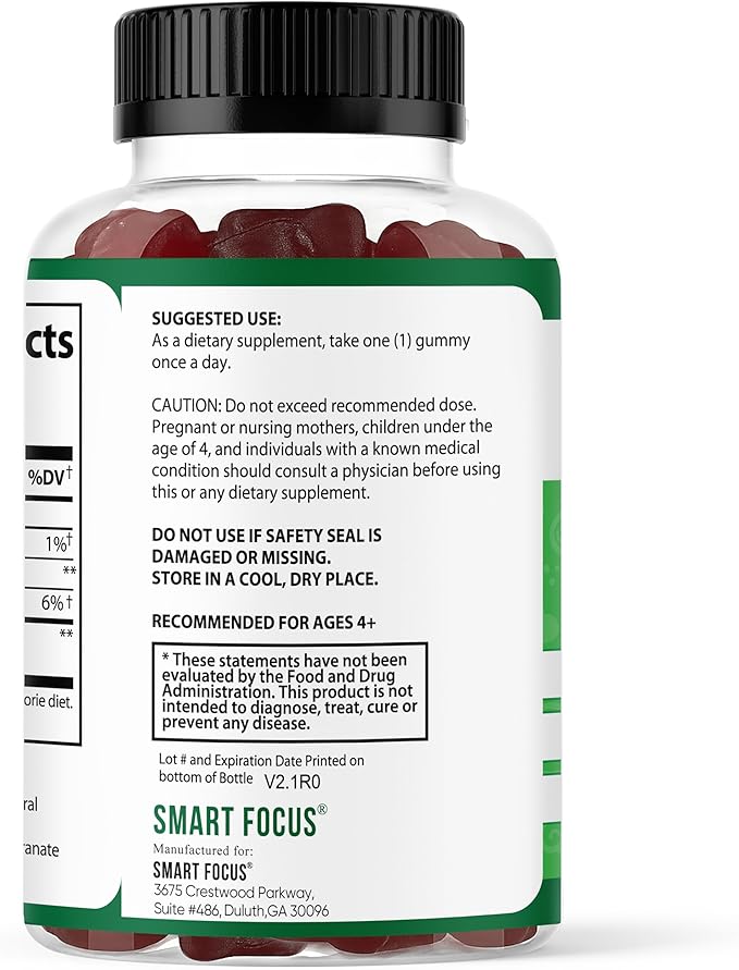 Kids Focus Gummies with Calm Ashwagandha Supplements for Kids &amp Teens – Calm Gummies for Attention Memory &amp Relaxed Sleep – Natural Strawberry Flavor – 60 Gummies