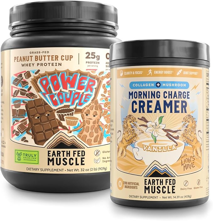 Earth Fed Muscle Chocolate Peanut Butter Whey &amp Morning Charge Supernutrient Bundle