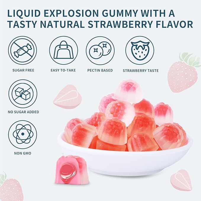 Collagen Gummies for Women Sugar Free Hydrolyzed Collagen Peptides Gummies Type I II III V X with Biotin Zinc Vitamins C A B D E for Skin Hair Nails Bone120 Count