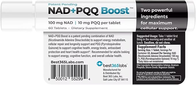 NADPQQ Boost | NAD+ Supplement with PQQ for Mitochondria | 30 Capsules | High Bioavailability Formula