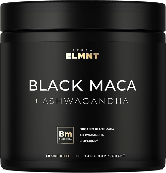 40x Strength Organic Black Maca Root w. Ashwagandha - #1 Highest Potency Black Maca Root Capsules for Men Supplement 40:1 Extract - 100% Pure Maca Peruana Gelatinized Maca Root Powder Pills