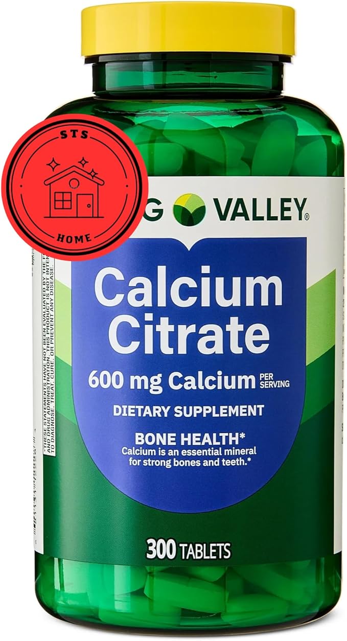 Spring Valley Calcium Citrate 600 mg 300 Tablets - Bone &amp Joint Health + STS Sticker.