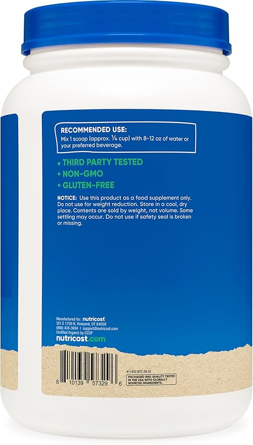 Nutricost Organic Rice Protein Powder (2 LB) - Gluten-Free Non-GMO (from Brown Rice)