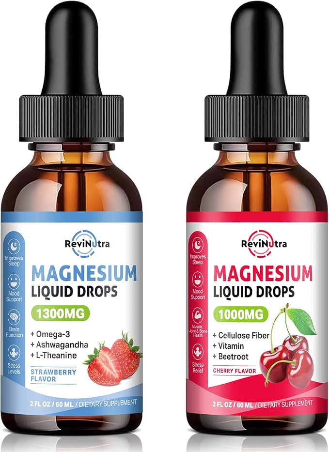 2 Pack Magnesium Glycinate Drops Strawberry &amp Cherry Flavor