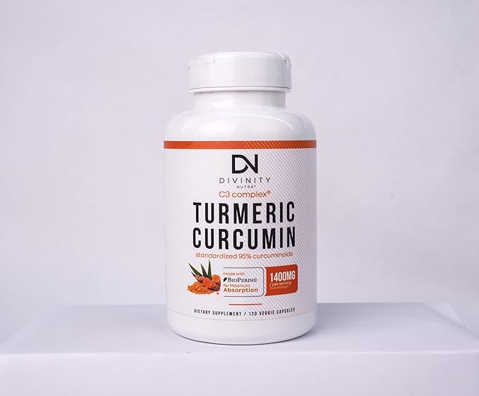 Turmeric Curcumin with BioPerine Black Pepper 1400mg Support GLP-1 Naturally Max Absorption Turmeric Supplement for Joint Support with 95% Standardized Curcuminoids C3 Complex Non GMO 120 Capsules