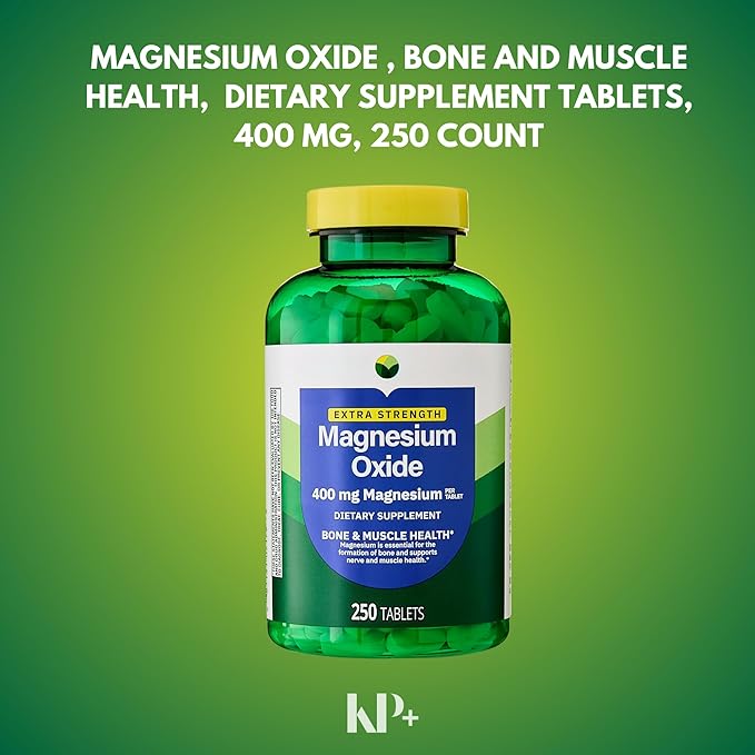KP+ Magnesium Oxide 400 mg | 250 Tablets | Supports Bone Nerve &amp Muscle Health | Extra Strength Magnesium Supplement | Pack of 2