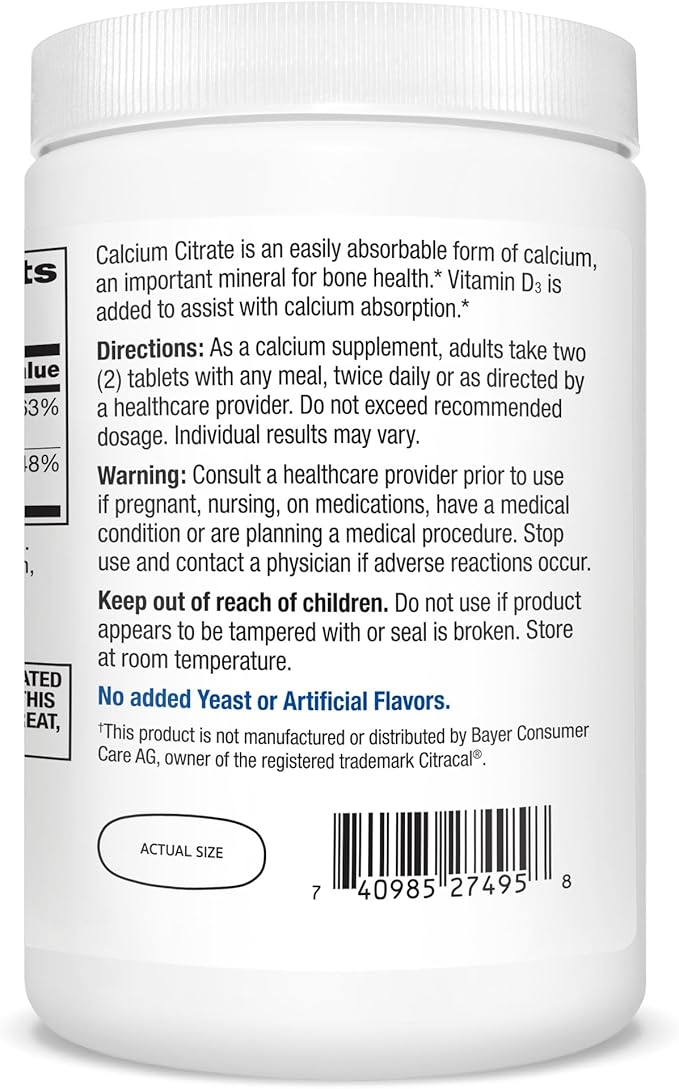 21st Century Vitamins Calcium Citrate Plus D3 Maximum Tablets 400 Count