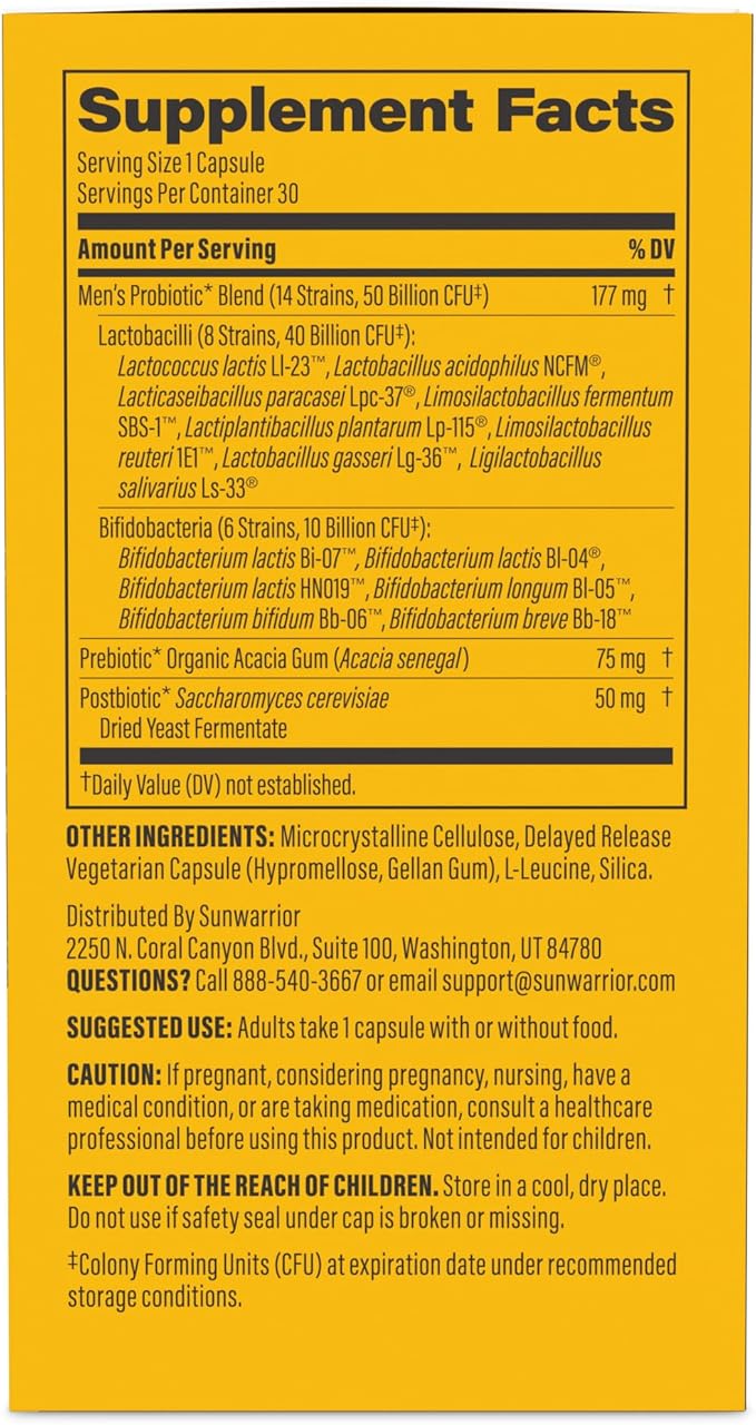 Probiotic 50 Billion CFU Probiotics Supplement Capsules 14 Strains + Prebiotics + Postbiotics for Men Gut Immune &amp Colon Health Energy &amp Endurance Support Soy-Free Non-GMO Clean Capsules 30
