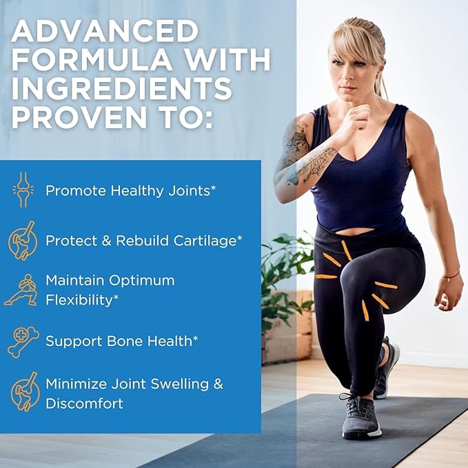 Glucosamine Chondroitin MSM with Turmeric 180 Capsules - Joint Supplements for Women &amp Men – with Boswellia Quercetin – Clear Joint Support Supplement for Flexibility Mobility Cartilage Repair