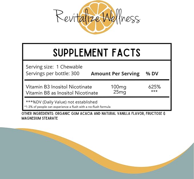 Vitamin B3 Chewables | 125 mg Vitamin B3 per Serving | Vanilla Flavor | 300 Servings