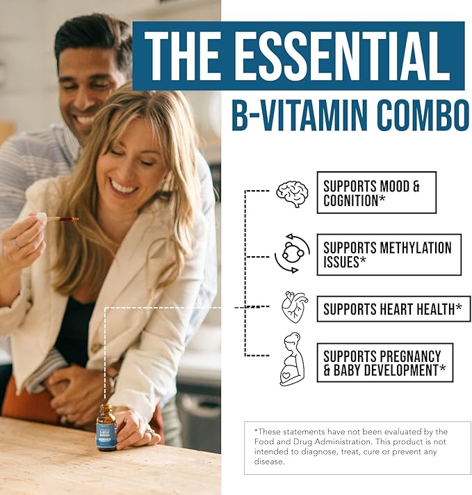 L Methyl Folate 15mg Plus Methyl B12 Cofactor – Organic Berry Flavor High Potency Liquid Sublingual Active 5-MTHF Form - Supports Mood Methylation Cognition – Bioactive Forms Vitamin B9 &amp B12 (