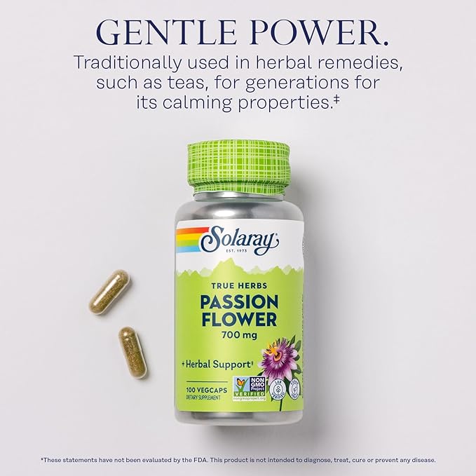 SOLARAY Mega Vitamin B Stress and Passion Flower Bundle - Timed Release Vitamin B Complex with Vitamin C - Energy Mood and Immune Support with B6 B12 Plus Soothing Herbal Support Vegan 276/100ct