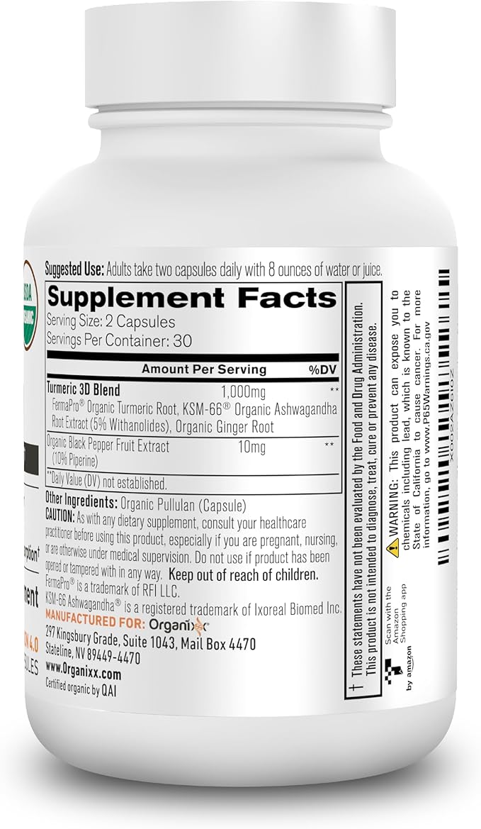 Organixx Turmeric 3D &amp Immunity 3 Bundle Organic Turmeric Ginger &amp Ashwagandha Plus Vitamin C Zinc &amp Elderberry Supports Immune Digestive &amp Joint Health Non-GMO Gluten Free 60