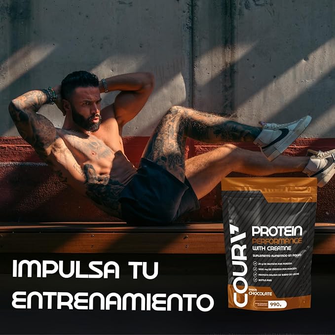 COURA Protein Performance Chocolate with Creatine 990g + Pre Workout Berries 300g Energy Boost - Gluten Free